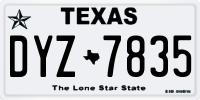 TX license plate DYZ7835