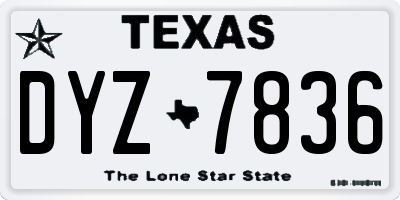 TX license plate DYZ7836