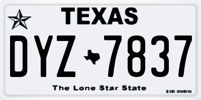 TX license plate DYZ7837