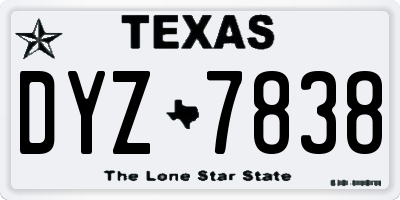 TX license plate DYZ7838