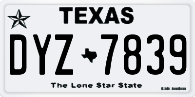 TX license plate DYZ7839