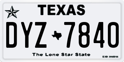 TX license plate DYZ7840