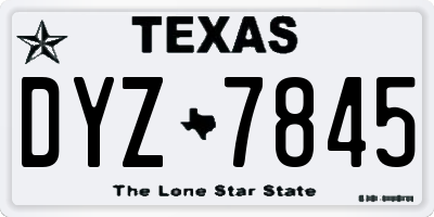 TX license plate DYZ7845