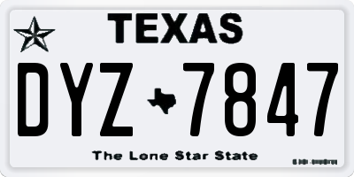 TX license plate DYZ7847