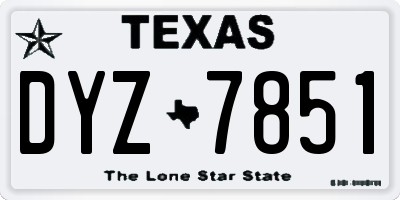 TX license plate DYZ7851