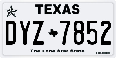 TX license plate DYZ7852
