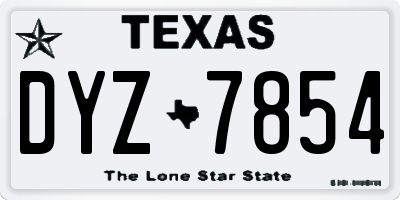 TX license plate DYZ7854