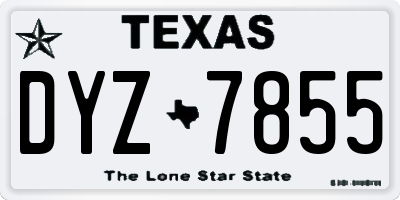 TX license plate DYZ7855