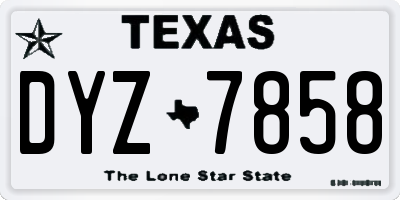TX license plate DYZ7858