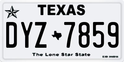 TX license plate DYZ7859