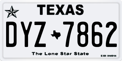 TX license plate DYZ7862