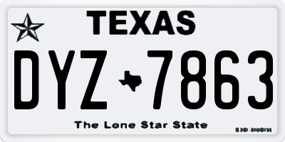 TX license plate DYZ7863