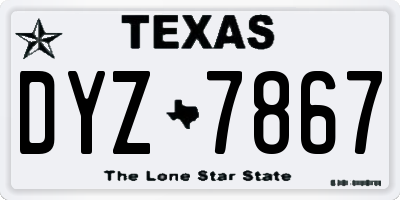 TX license plate DYZ7867