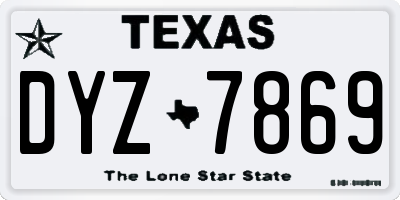 TX license plate DYZ7869