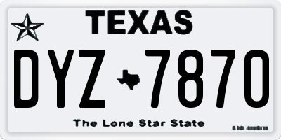 TX license plate DYZ7870