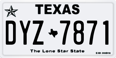 TX license plate DYZ7871