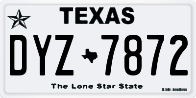 TX license plate DYZ7872