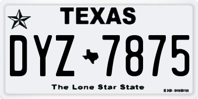TX license plate DYZ7875