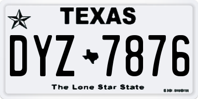 TX license plate DYZ7876