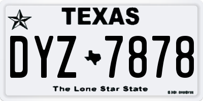 TX license plate DYZ7878