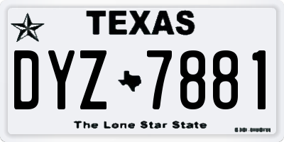 TX license plate DYZ7881