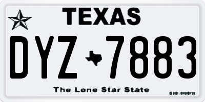 TX license plate DYZ7883