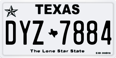TX license plate DYZ7884