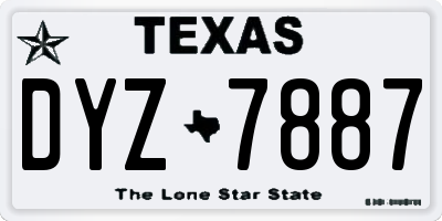 TX license plate DYZ7887