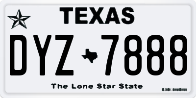 TX license plate DYZ7888