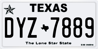 TX license plate DYZ7889