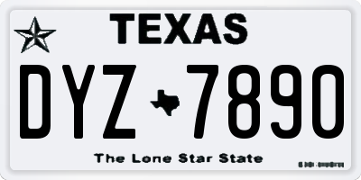 TX license plate DYZ7890