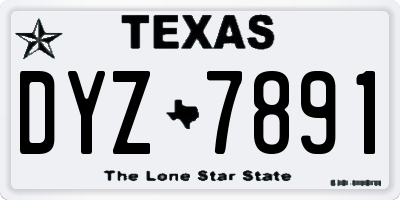 TX license plate DYZ7891