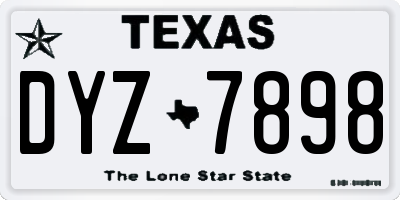 TX license plate DYZ7898