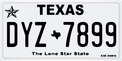 TX license plate DYZ7899