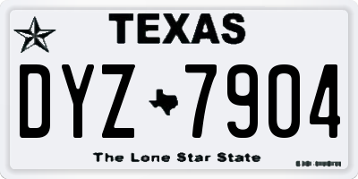 TX license plate DYZ7904