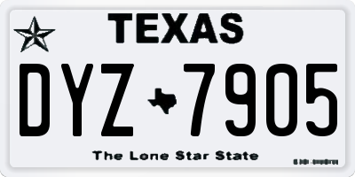 TX license plate DYZ7905