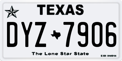 TX license plate DYZ7906