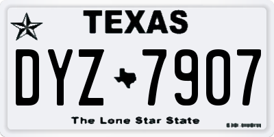 TX license plate DYZ7907