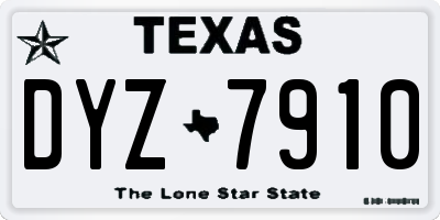 TX license plate DYZ7910
