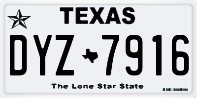 TX license plate DYZ7916
