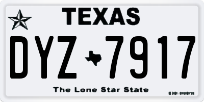 TX license plate DYZ7917
