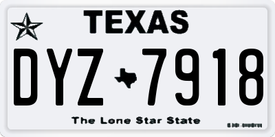 TX license plate DYZ7918