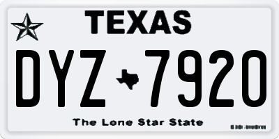 TX license plate DYZ7920