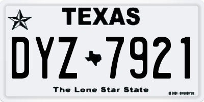 TX license plate DYZ7921