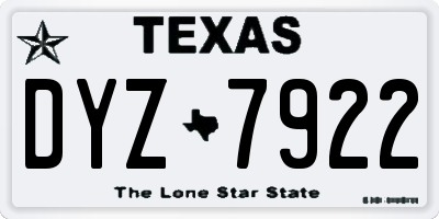 TX license plate DYZ7922