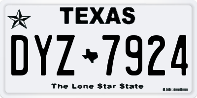 TX license plate DYZ7924