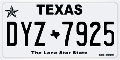 TX license plate DYZ7925