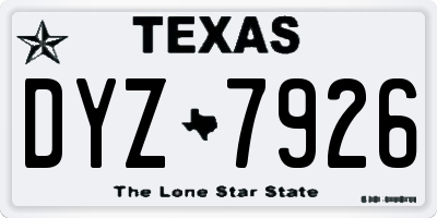 TX license plate DYZ7926