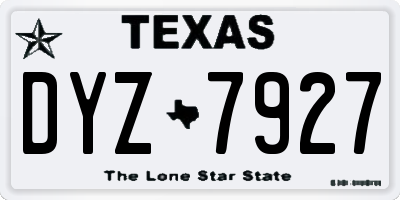 TX license plate DYZ7927