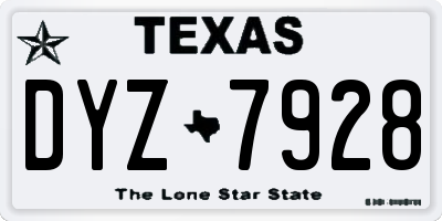 TX license plate DYZ7928